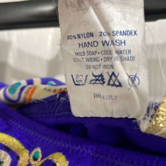 Deep blue purple vintage two piece bikini top and bottom 36B size large bottom - Picture 12 of 14